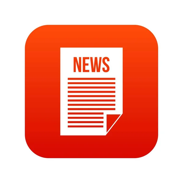 Noticias icono del periódico digital rojo — Vector de stock