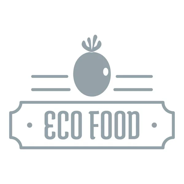 Eco food logo, semplice stile grigio — Vettoriale Stock