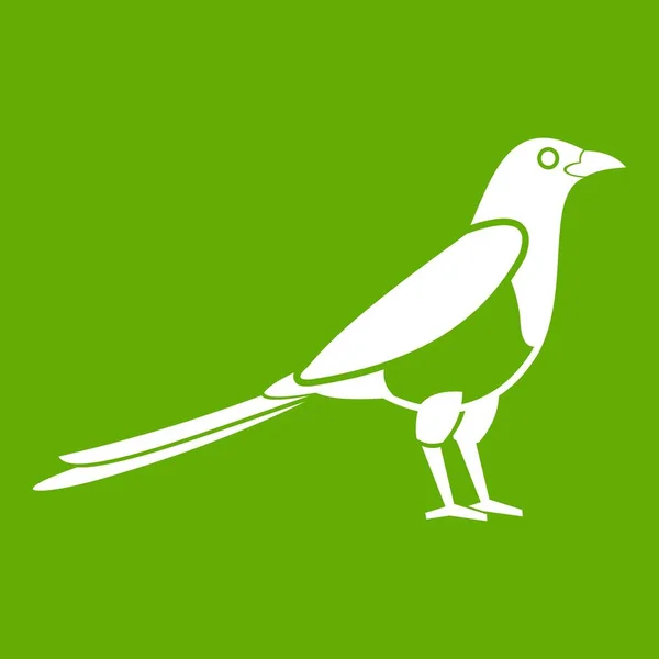 Bird magpie icon green — Stock Vector