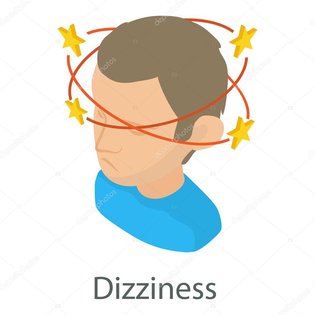 Dizziness icon. Isometric illustration of dizziness vector icon for web