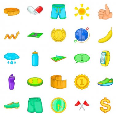 Tenis eğitim simgeler ayarla, tarzı çizgi film