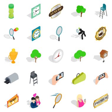Fan Icons set, izometrik stili