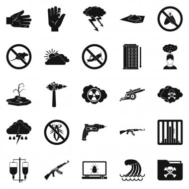 Dünya gerginlik Icons set, basit tarzı