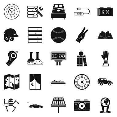 Akşam saat Icons set, basit tarzı