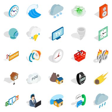 Geçici sorun Icons set, izometrik stili