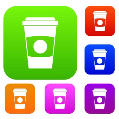 Kağıt kahve fincanı renk koleksiyonu ayarla