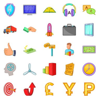 Para Icons set, karikatür tarzı Zamanı