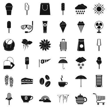 Bavul Icons set, basit tarzı