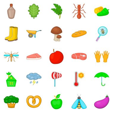 Fiziksel çalışma Icons set, karikatür tarzı