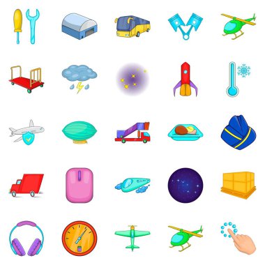 Hava macera Icons set, karikatür tarzı