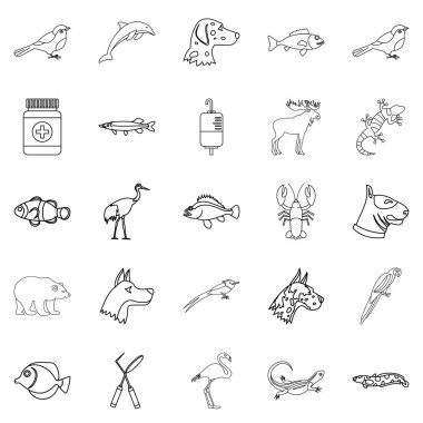 Hasta hayvan Icons set, anahat stili