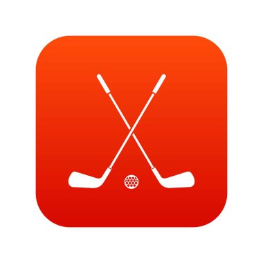 İki çapraz golf kulüpleri ve topu simgesini dijital kırmızı