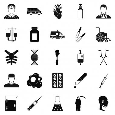 Ambulans Icons set, basit tarzı