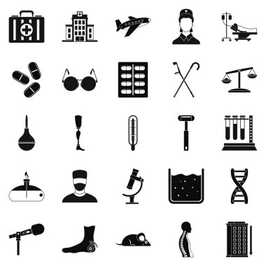 Sahra Hastanesi Icons set, basit tarzı