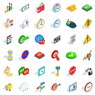 Gösterge Icons set, izometrik stili