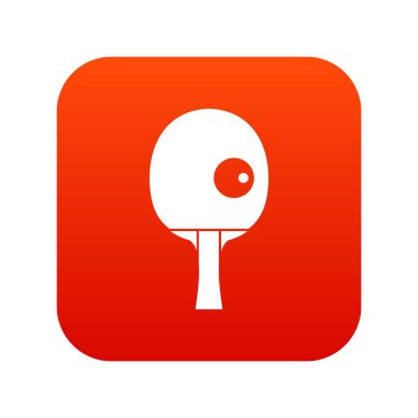 Raketleri ve top Masa Tenisi oynamak için simge dijital kırmızı