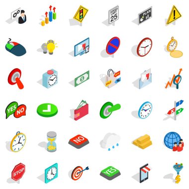 Hız göstergesi Icons set, izometrik stili