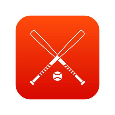 Çapraz beyzbol sopaları ve topu simgesini dijital kırmızı