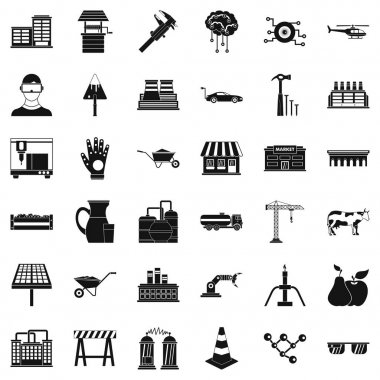 Sanayi Icons set, basit tarzı