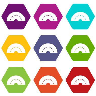 Yol dönüm Icon set renk altı yüzlü