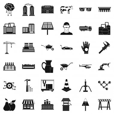 El arabası Icons set, basit tarzı