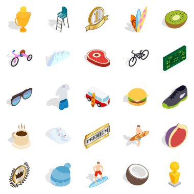 Çözüm arama Icons set, izometrik stili