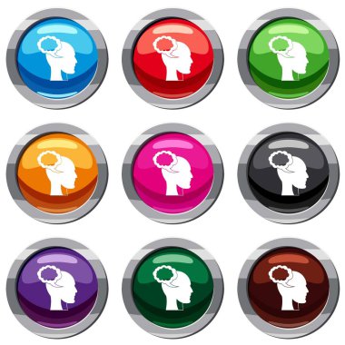 Konuşma balonu insan kafası ile 9 koleksiyonu ayarla