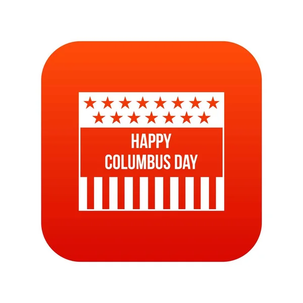 Feliz día de Colón icono digital rojo — Vector de stock