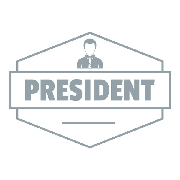 Logotipo do presidente, estilo cinza simples — Vetor de Stock