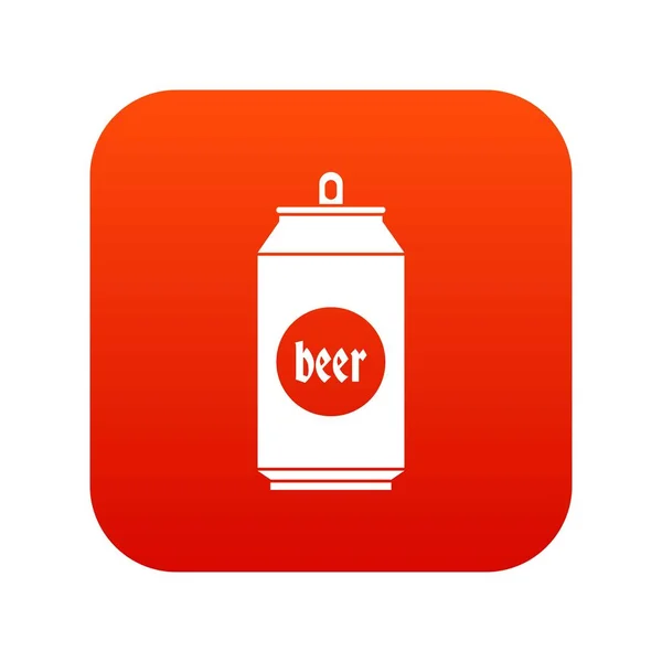 Birra in lattine di alluminio icona digitale rossa — Vettoriale Stock