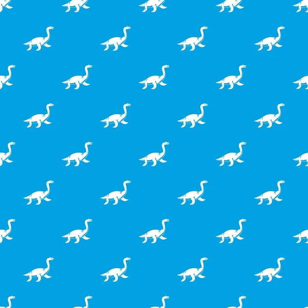 Modèle de dinosaure élasmosaurine bleu sans couture — Image vectorielle