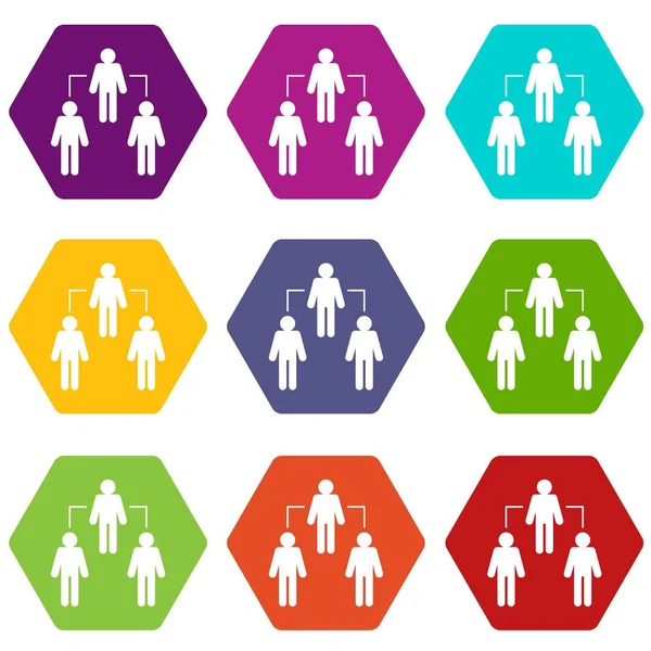 Social network icon set color hexahedron — Stock Vector
