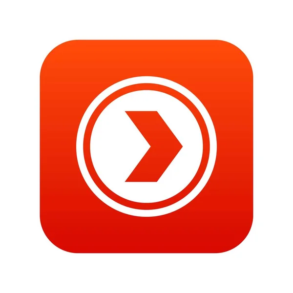 Seta para a direita no ícone círculo vermelho digital — Vetor de Stock