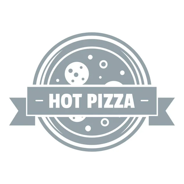 Pizza menu logo, simple gray style — Stock Vector