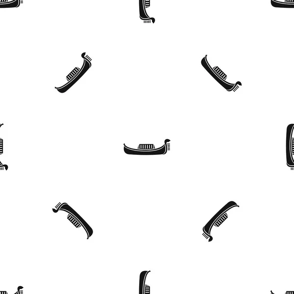 Motif gondole Venise noir sans couture — Image vectorielle