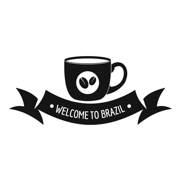 Brasil logotipo do café, estilo preto simples —  Vetores de Stock