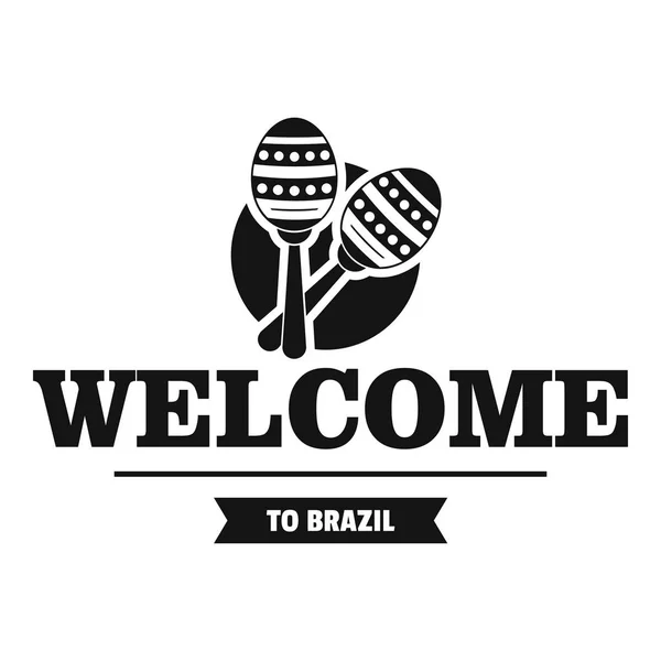 브라질 음악 로고, 간단한 블랙 스타일 — 스톡 벡터