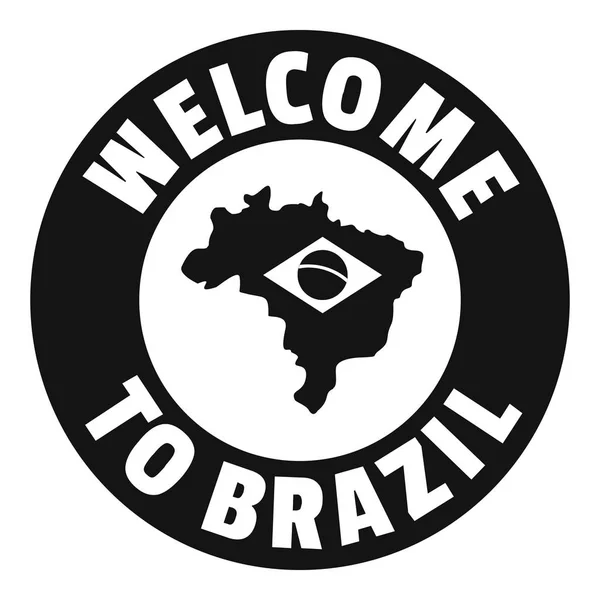 Brasil mapa logotipo, estilo preto simples — Vetor de Stock