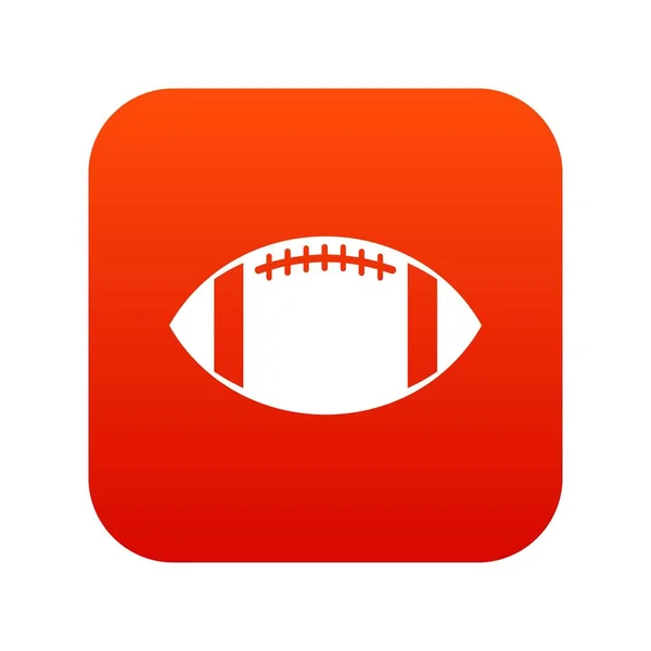 Icono de pelota de rugby rojo digital — Vector de stock