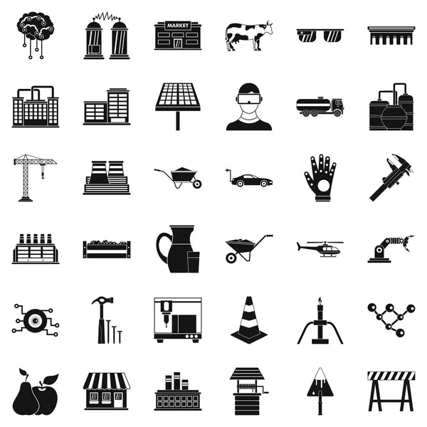 Conjunto de ícones de carrinho de mão, estilo simples — Vetor de Stock