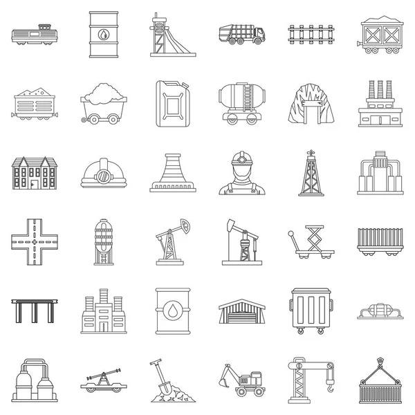 Constraction icons set, outline style — Stock Vector