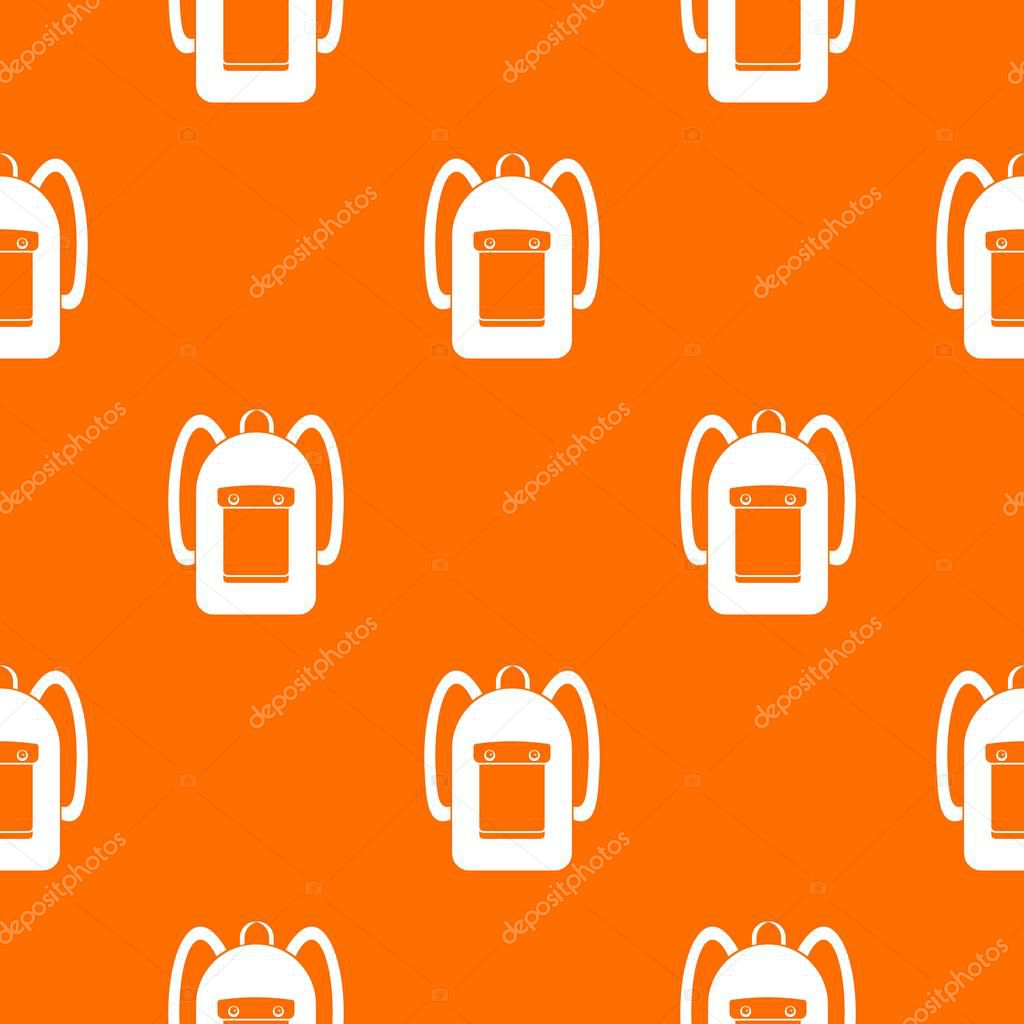 Backpack pattern repeat seamless in orange color for any design. Vector geometric illustration