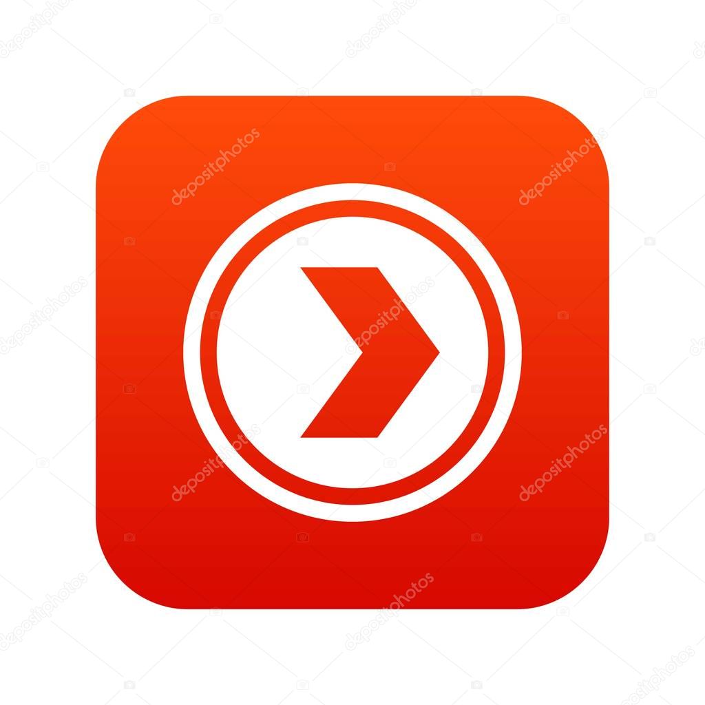 Arrow to right in circle icon digital red