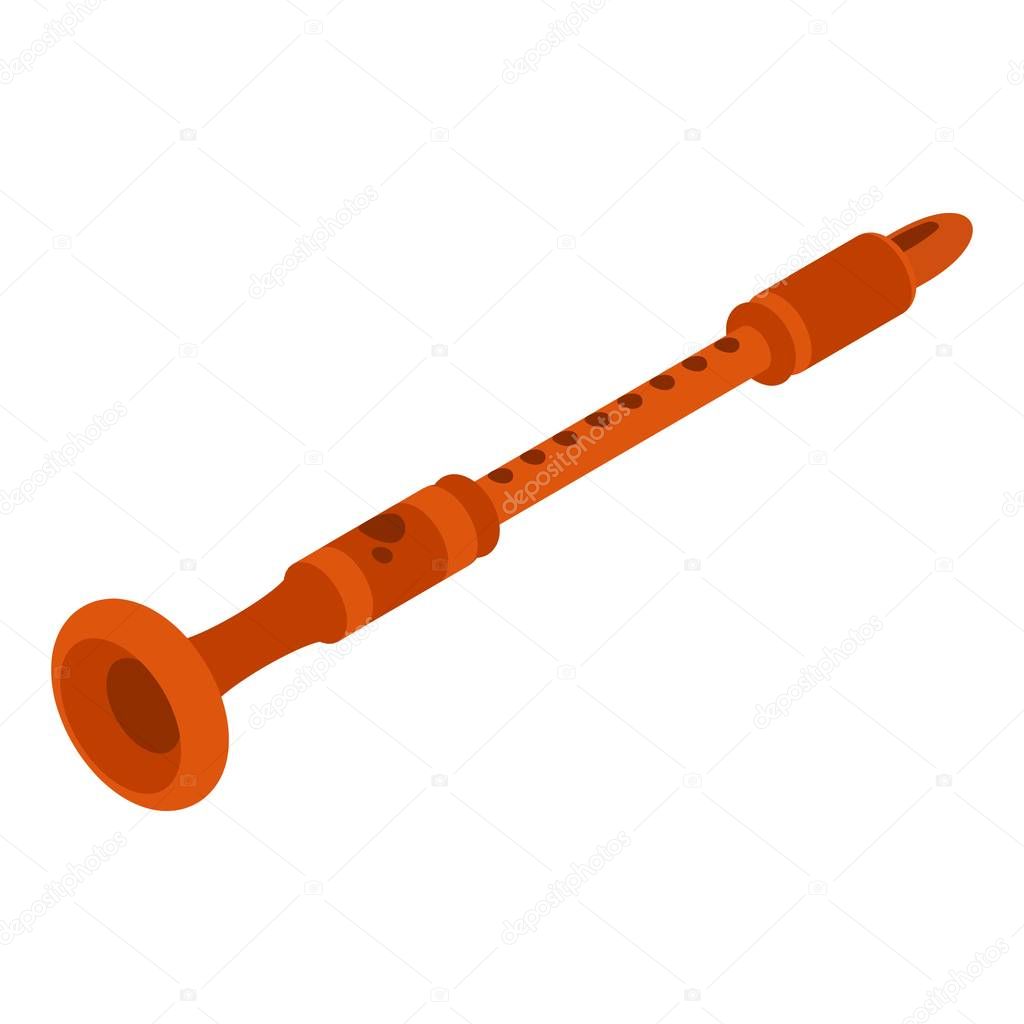 Clarinet icon. Isometric illustration of clarinet vector icon for web