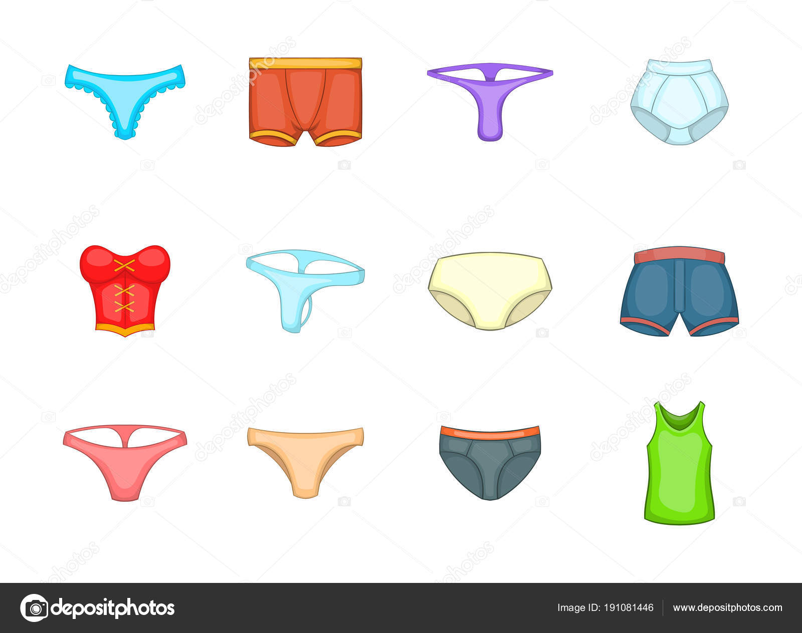Underwear Icon Set Cartoon Style Stock Vector