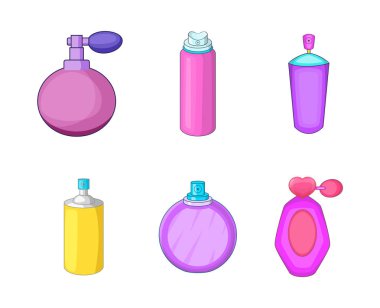 Parfüm simge seti, karikatür tarzı