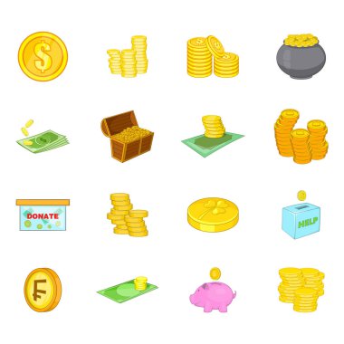 Madeni para Icon set, karikatür tarzı