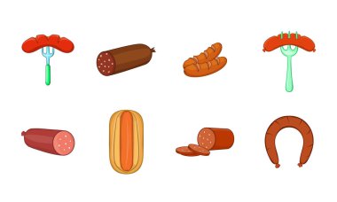 Sosis simge seti, karikatür tarzı