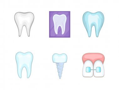 Diş simge seti, karikatür tarzı