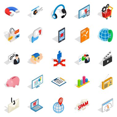 Teknoloji Icons set, izometrik stil spam
